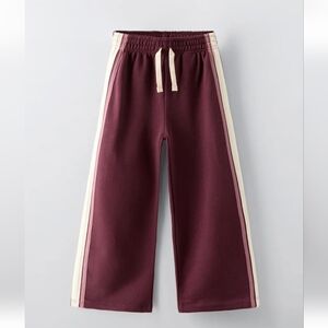 Zara Girls Burgundy Pants with Side stripe In Sz 9